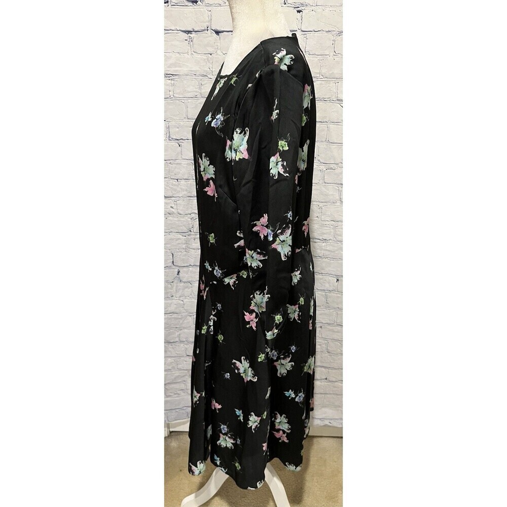 Banana Republic Black Watercolor Floral Dress Size 12 - Picture 5 of 9